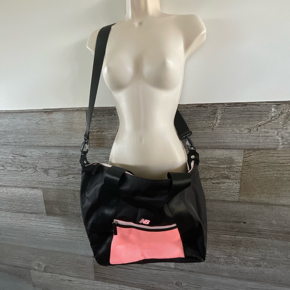 New Balance Black Pink Gym Bag with Strap